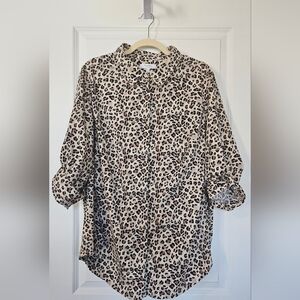 Women's Leopard Print Button-Up Shirt